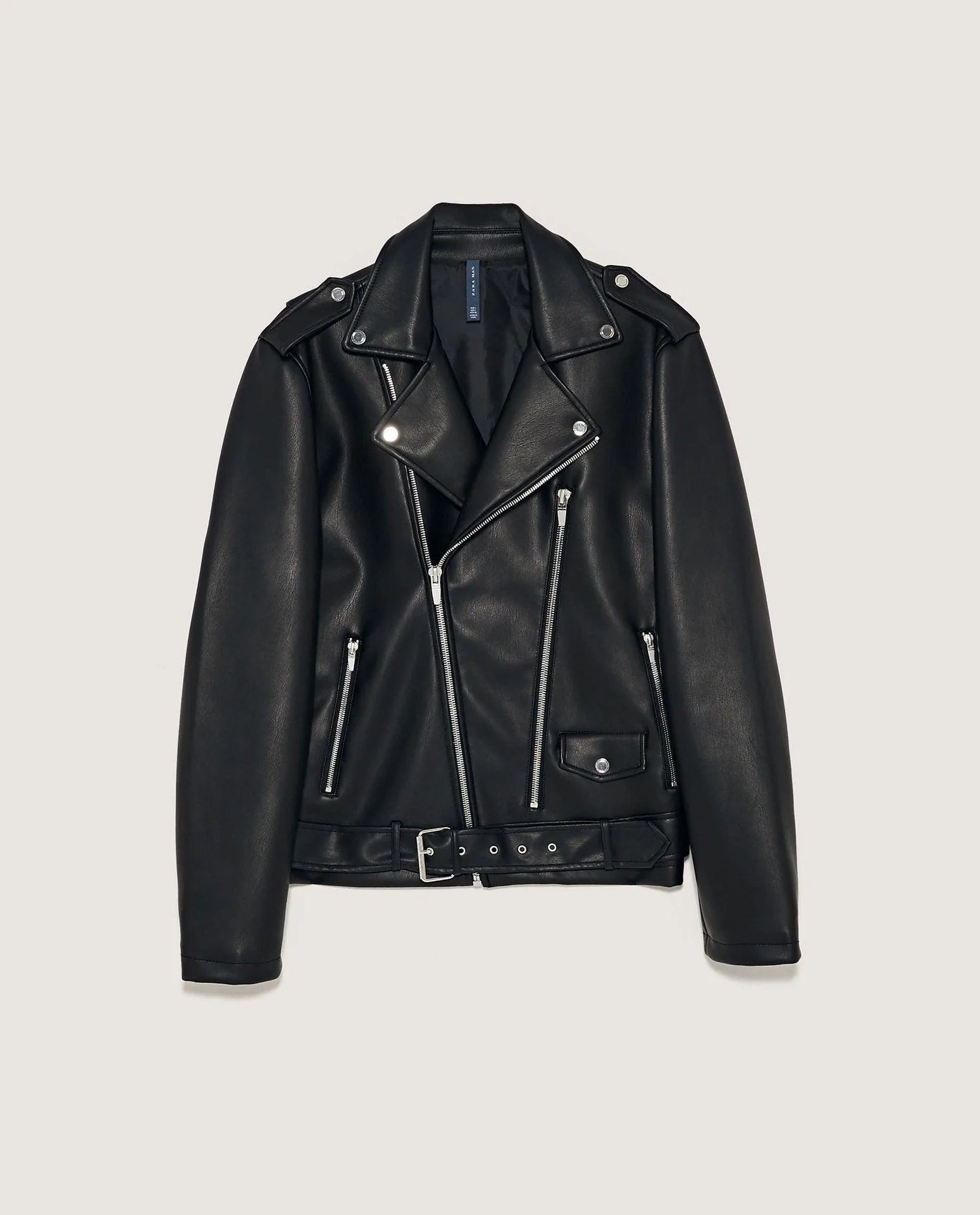 Short Belt Lapel Small Leather Motorcycle Leather Jacket - melvincucci