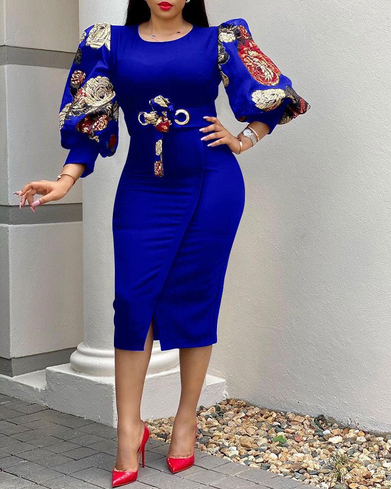 Short Sleeve Printed Puff Sleeve African Dress - melvincucci