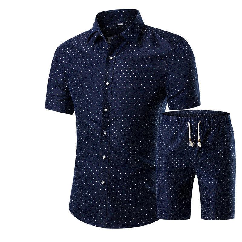 Short-Sleeved Floral Shirt Shorts A Set Of Cross-Border Men'S Beachwear Floral Sports - melvincucci
