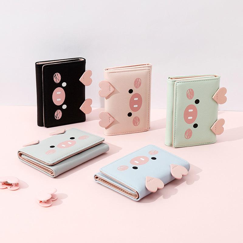 Short three-fold wallet women cartoon cute lady wallet - melvincucci