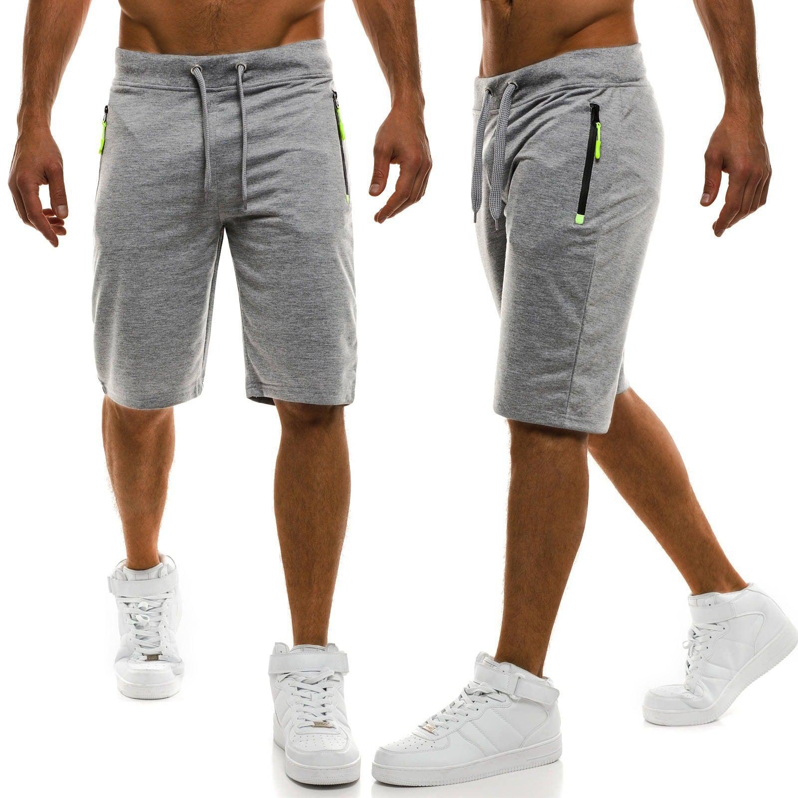 Shorts Sports Fitness Five-Point Pants Tether Zipper Shorts Straight Camouflage Beach Pants Men - melvincucci