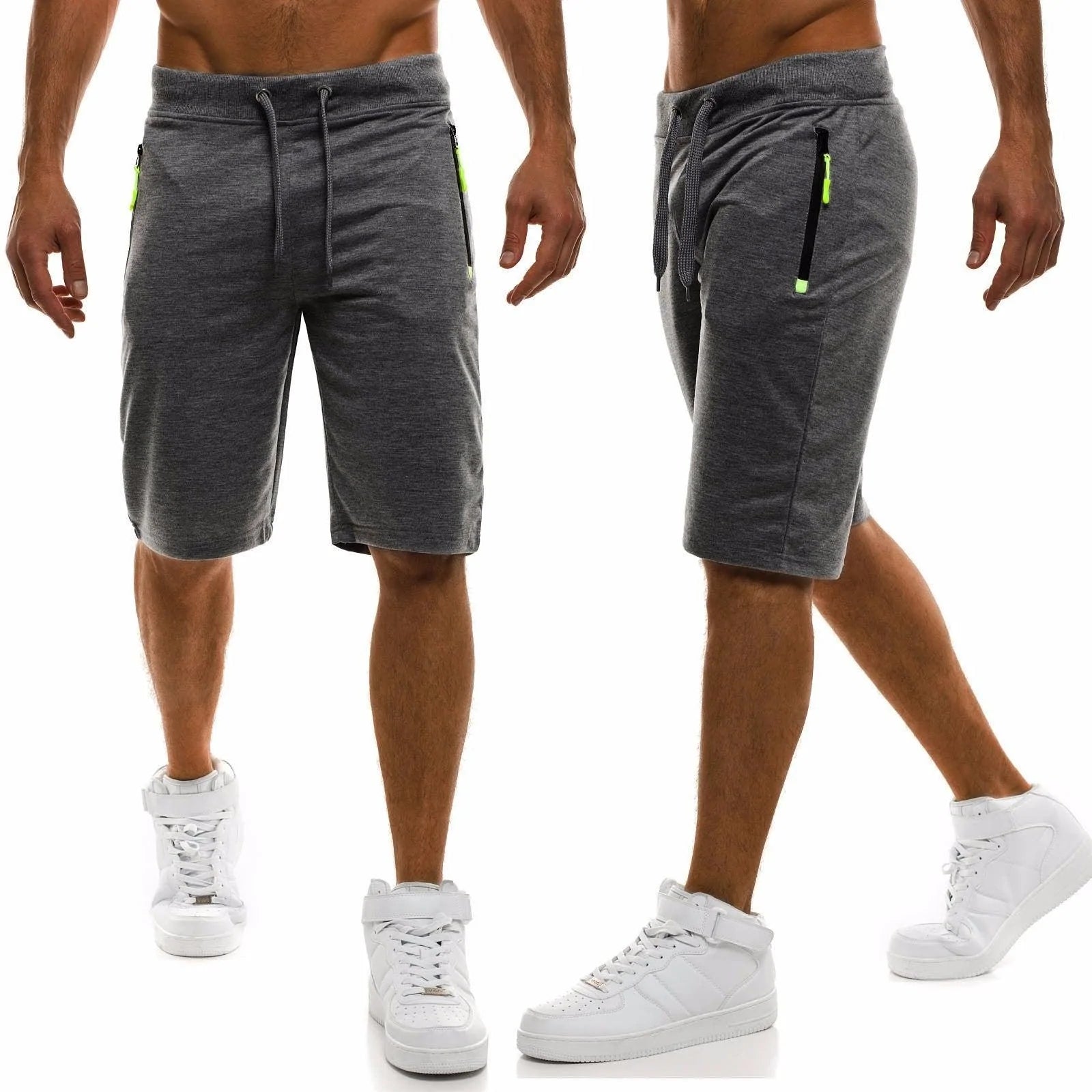 Shorts Sports Fitness Five-Point Pants Tether Zipper Shorts Straight Camouflage Beach Pants Men - melvincucci