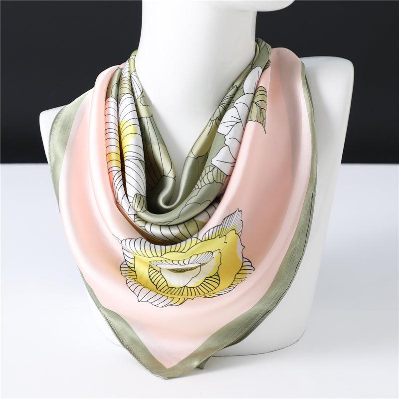 Silk Floral Pattern Silk Scarf Women Spring Summer New Square Scarf - melvincucci