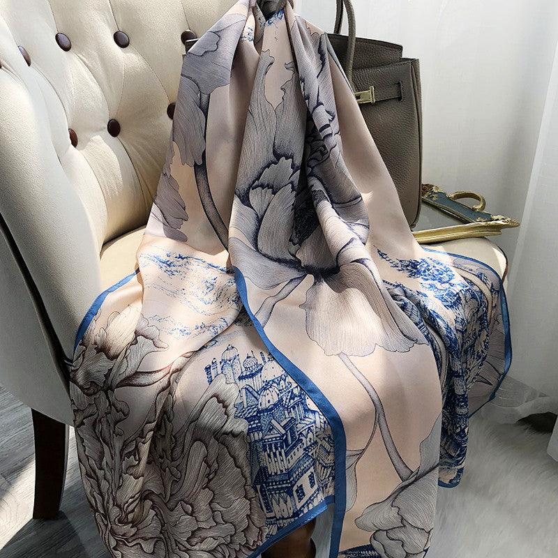 Silk French Satin Silk Scarf Women Long Silk Scarf Shawl Dual-use - melvincucci