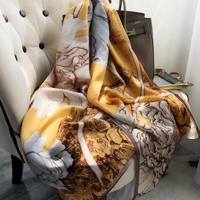 Silk French Satin Silk Scarf Women Long Silk Scarf Shawl Dual-use - melvincucci