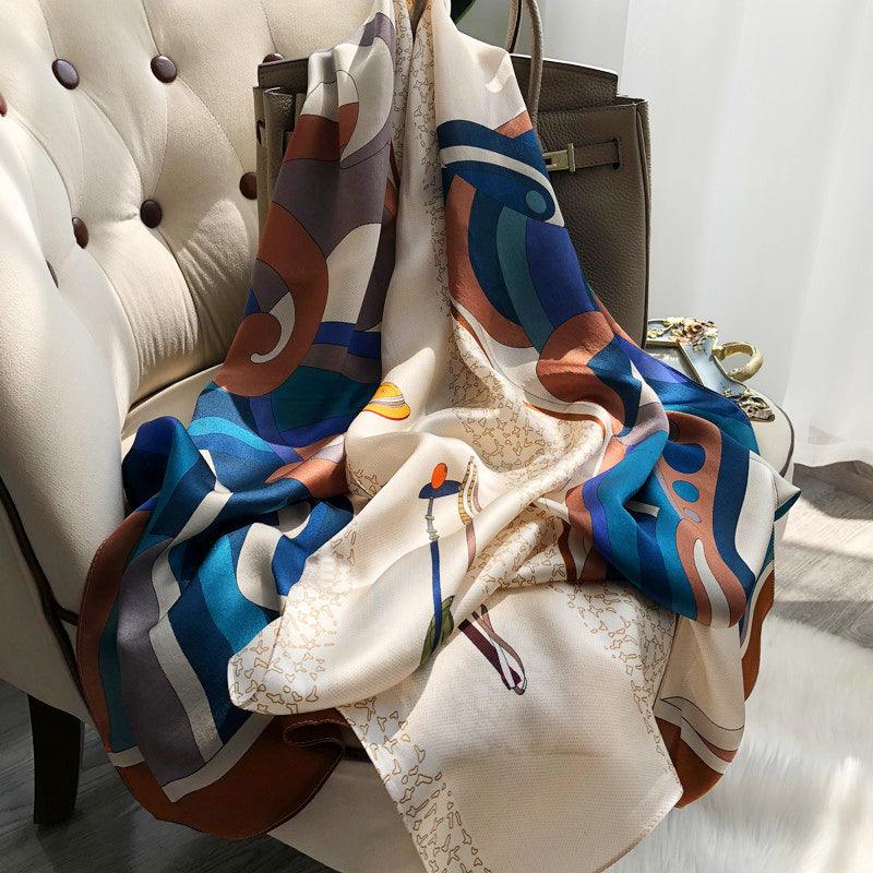 Silk French Satin Silk Scarf Women Long Silk Scarf Shawl Dual-use - melvincucci