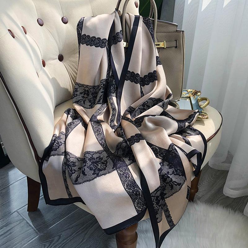 Silk French Satin Silk Scarf Women Long Silk Scarf Shawl Dual-use - melvincucci