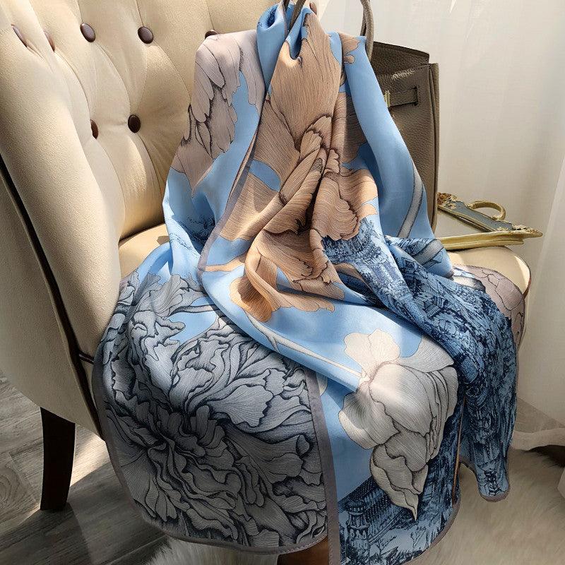 Silk French Satin Silk Scarf Women Long Silk Scarf Shawl Dual-use - melvincucci