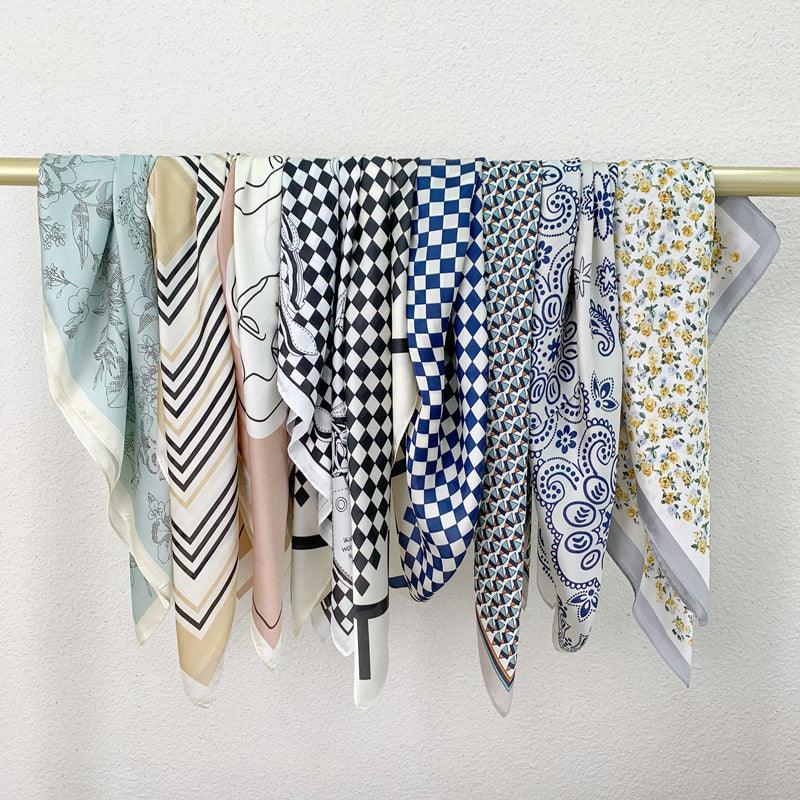 Silk Scarf New Black And White Checkerboard Scarf Women - melvincucci