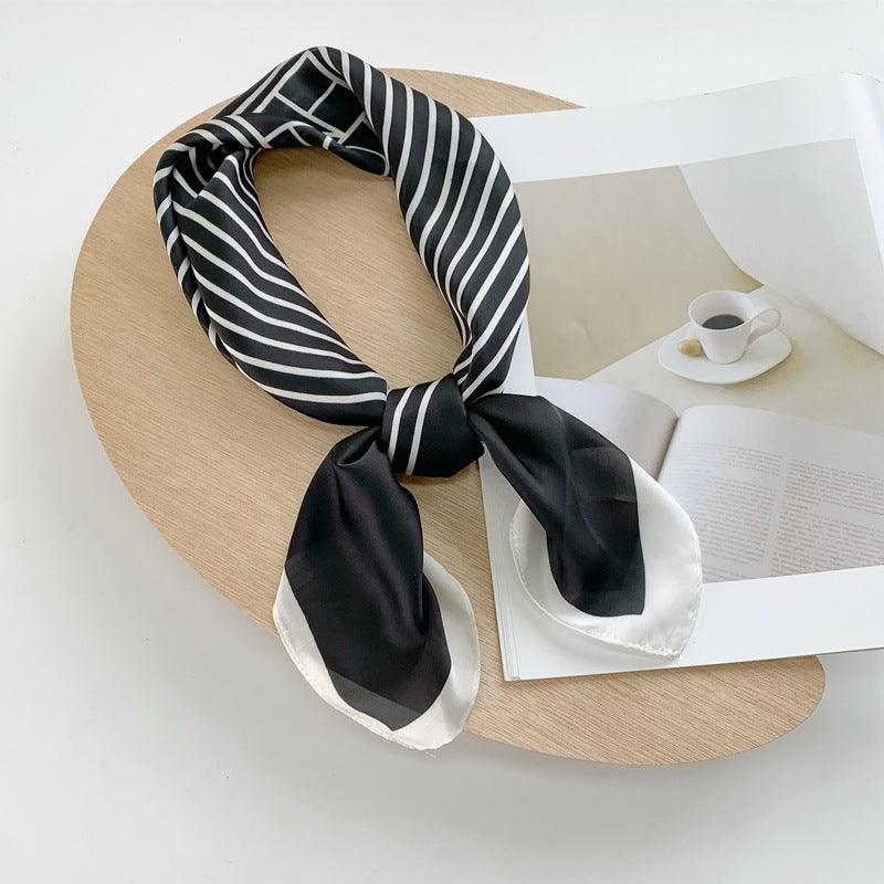 Silk Scarf New Black And White Checkerboard Scarf Women - melvincucci
