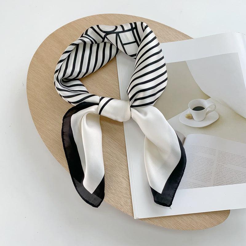 Silk Scarf New Black And White Checkerboard Scarf Women - melvincucci