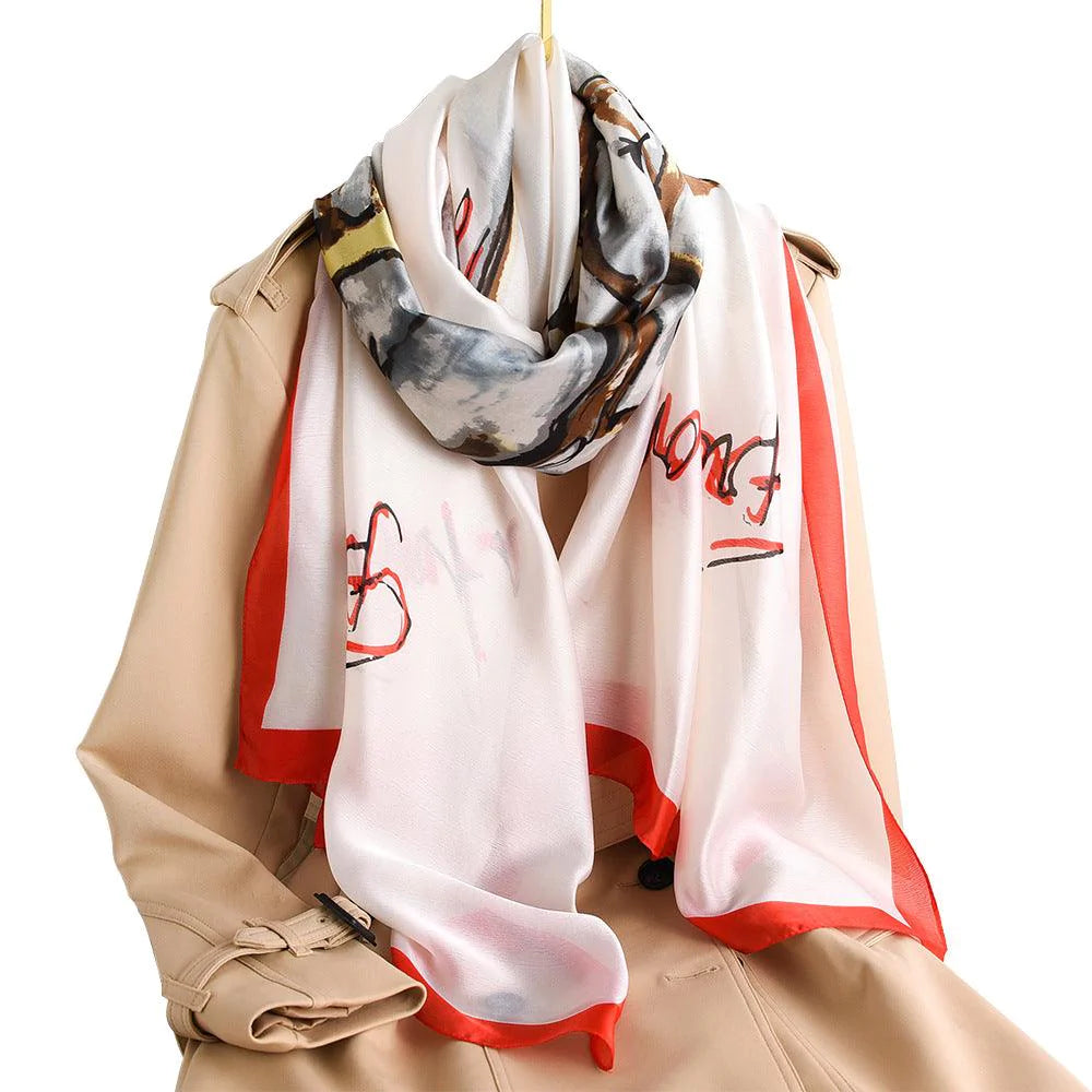 Silk Scarf Women Spring And Summer Shawl Fashion Scarf All-match Beach Towel - melvincucci