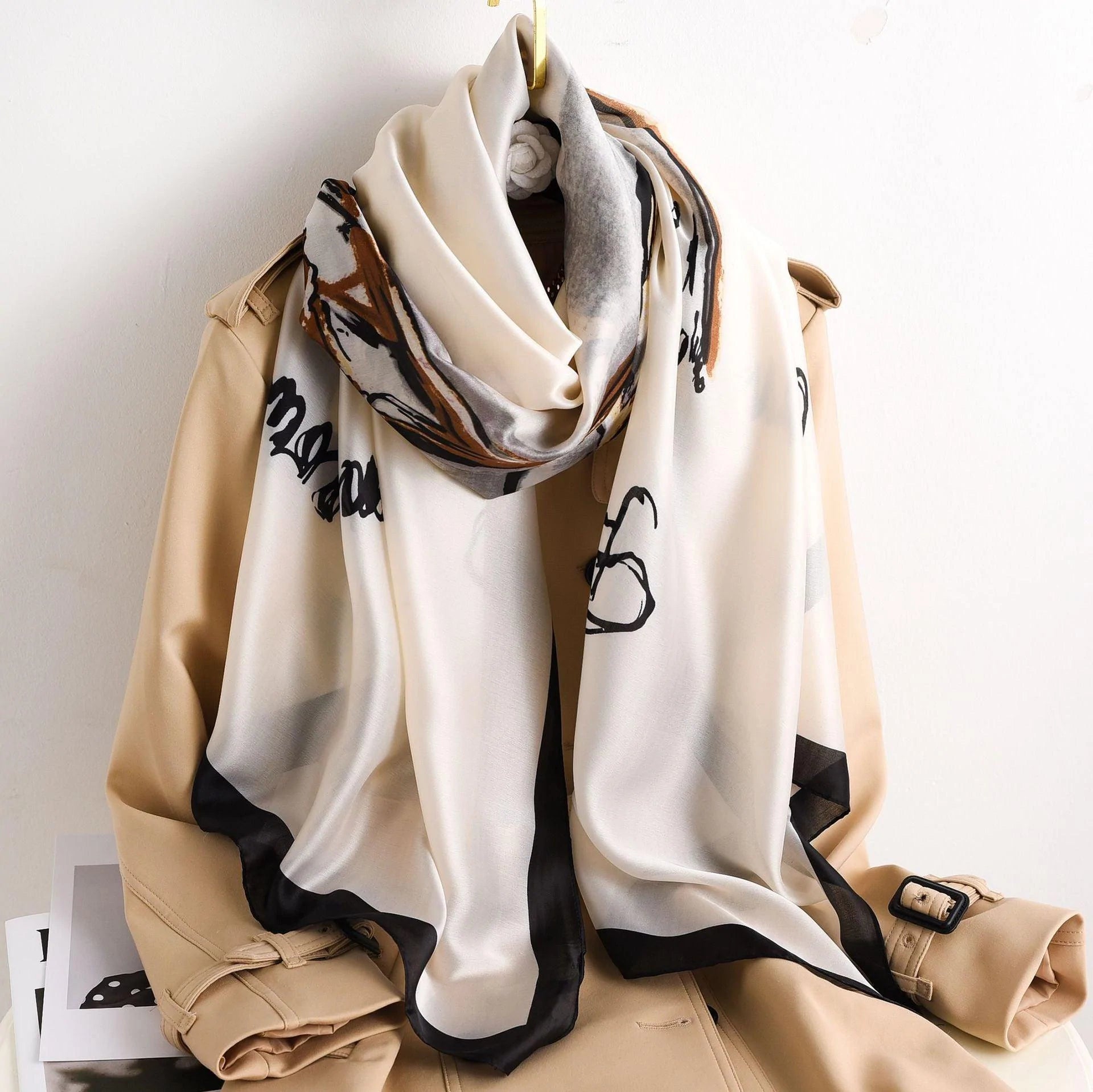 Silk Scarf Women Spring And Summer Shawl Fashion Scarf All-match Beach Towel - melvincucci