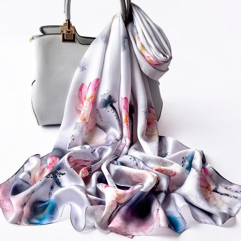 Silk Scarves Silk Printed Long Scarf Women - melvincucci