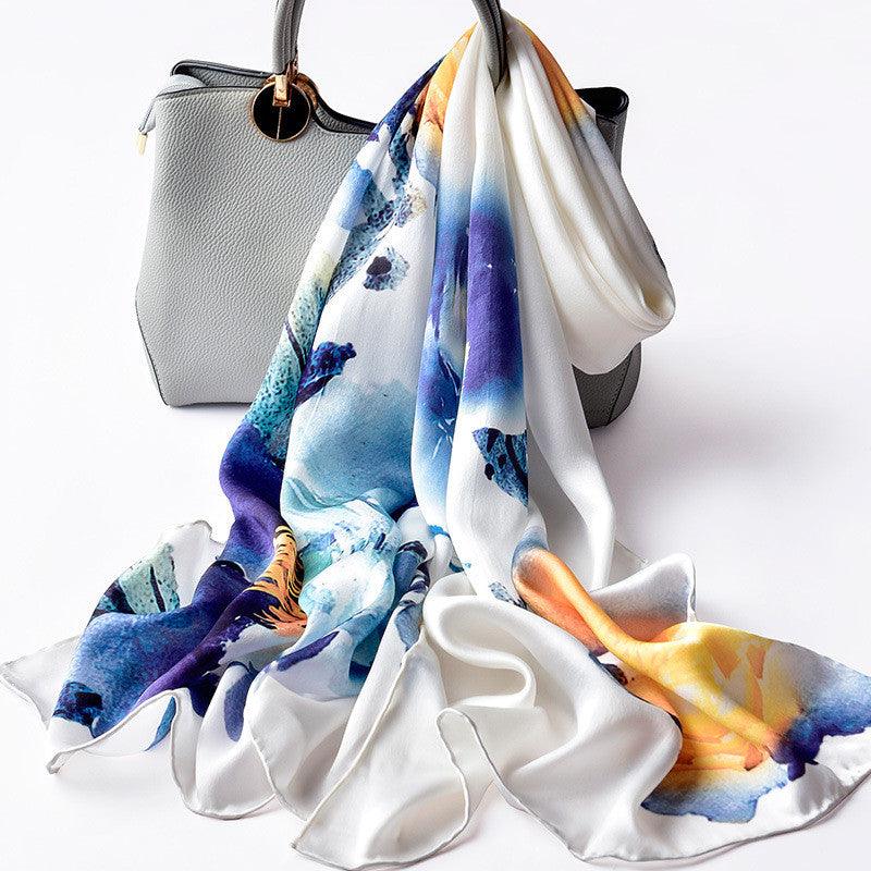 Silk Scarves Silk Printed Long Scarf Women - melvincucci