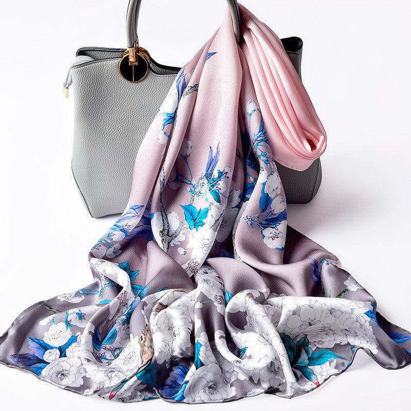 Silk Scarves Silk Printed Long Scarf Women - melvincucci