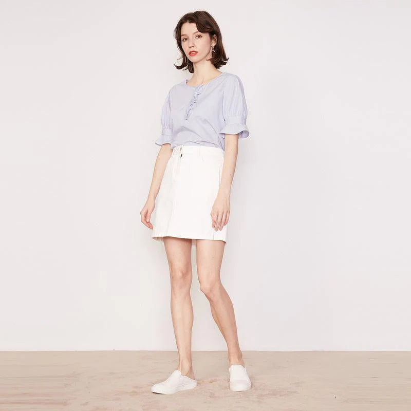 Silver Silk Letters Embroidery Denim Skirt Women - melvincucci