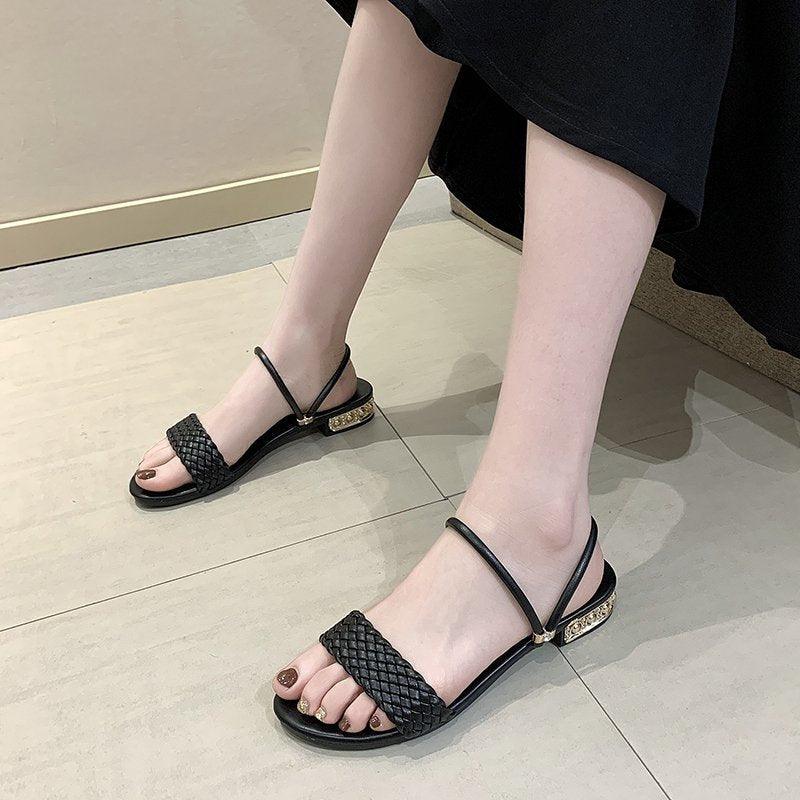 Simple Fairy Style Flat One Shoe Two Open-toed Sandals - melvincucci