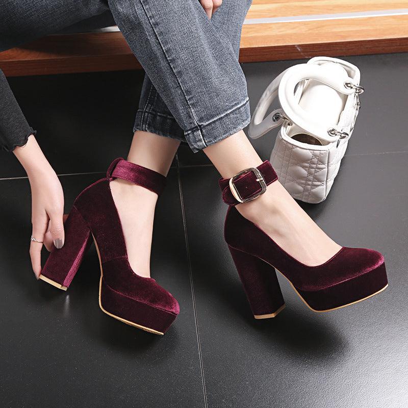 Simple sexy nightclub high heel single shoe suede - melvincucci