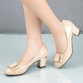 Single Shoe Patent Leather Round Toe Chunky Heels - melvincucci
