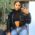 Sisterlinda Faux PU Leather Y2K Bubble Puffer Winter Warm Jacket Women Coats Long Sleeve Outerwear Zipper Casual Slim Parkas2021 - melvincucci