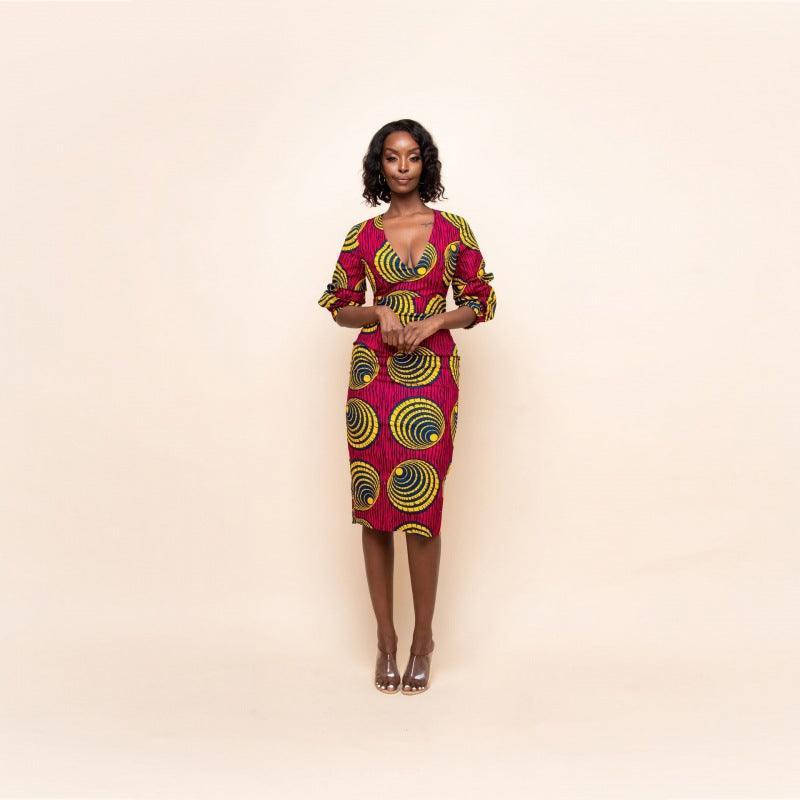 Skinny Hip-Wrapped African Ethnic Dress - melvincucci