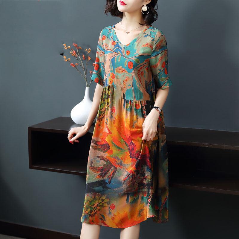 Skirt straight mid-length double crepe silk silk - melvincucci