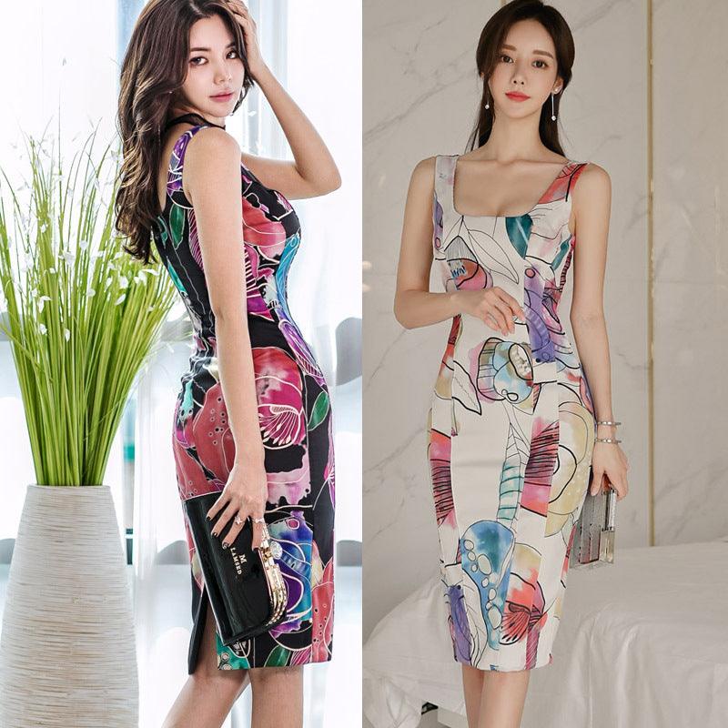 Sleeveless print ladies dress skirt women - melvincucci