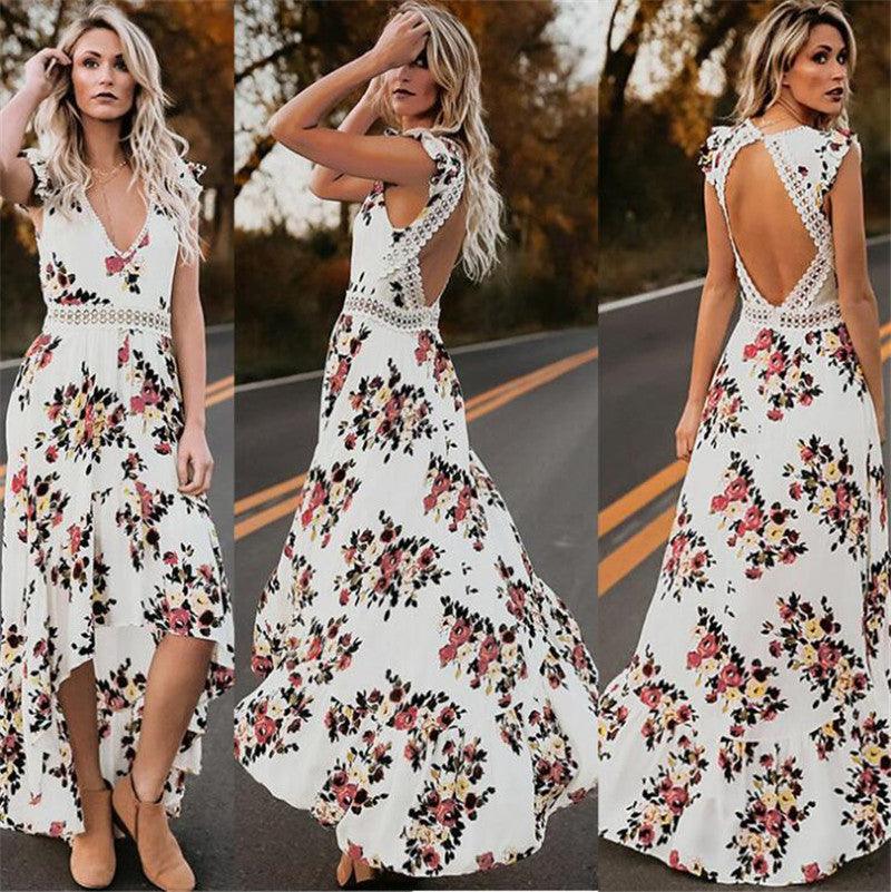 Sleeveless printing irregular dress - melvincucci