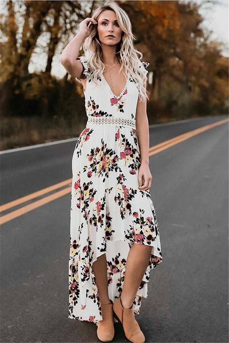 Sleeveless printing irregular dress - melvincucci