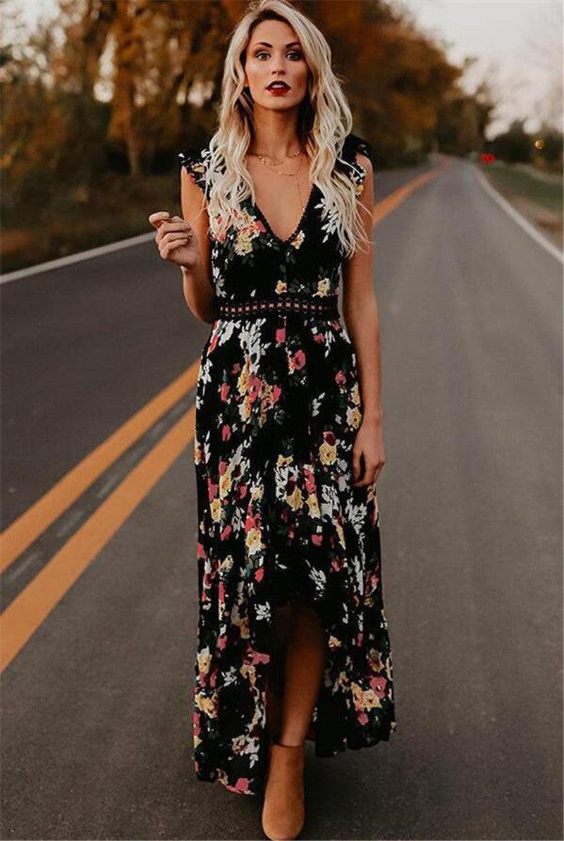 Sleeveless printing irregular dress - melvincucci