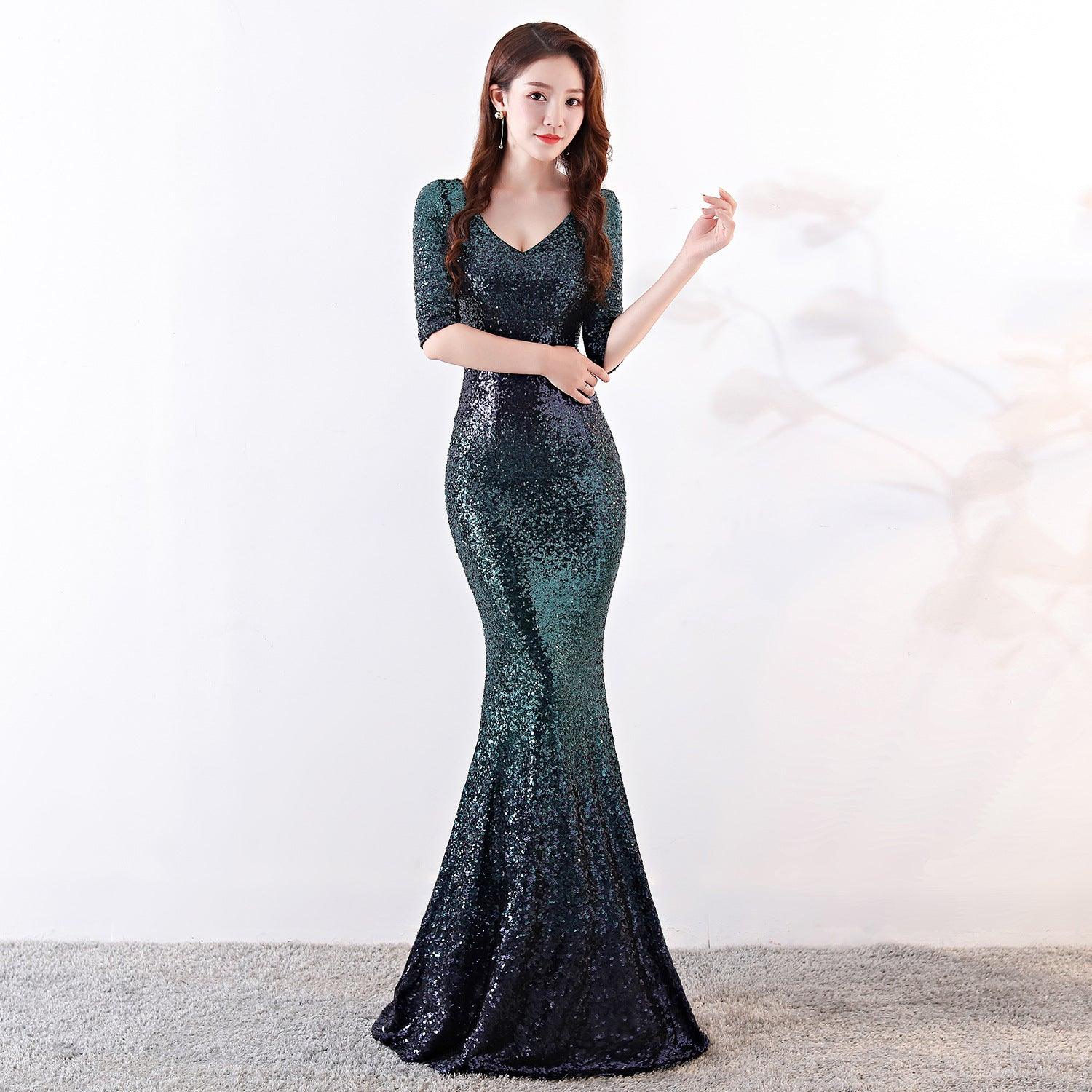 Slim dress fishtail sequins - melvincucci