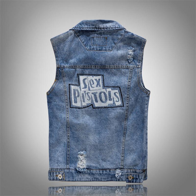 Slim Fit Black Denim Vest Men Sleeveless - melvincucci