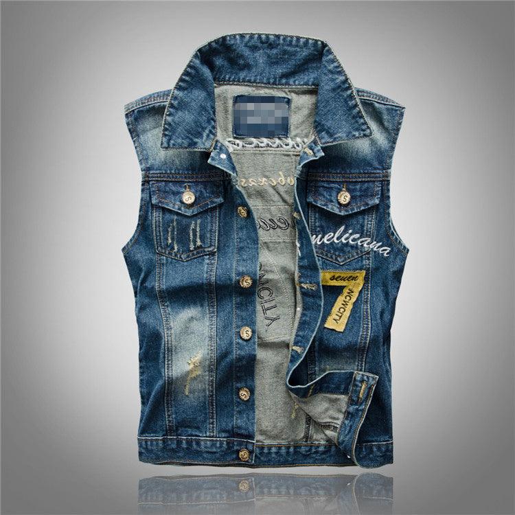 Slim Fit Black Denim Vest Men Sleeveless - melvincucci