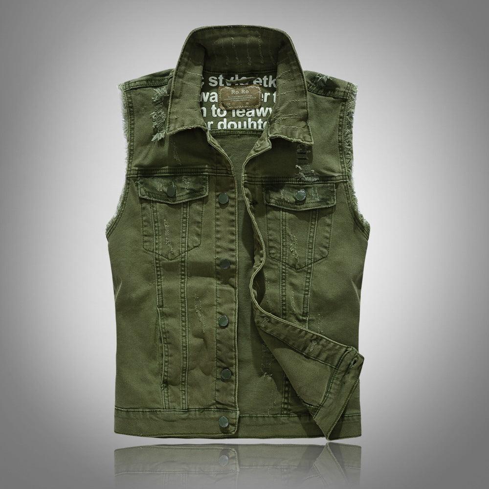 Slim Fit Black Denim Vest Men Sleeveless - melvincucci
