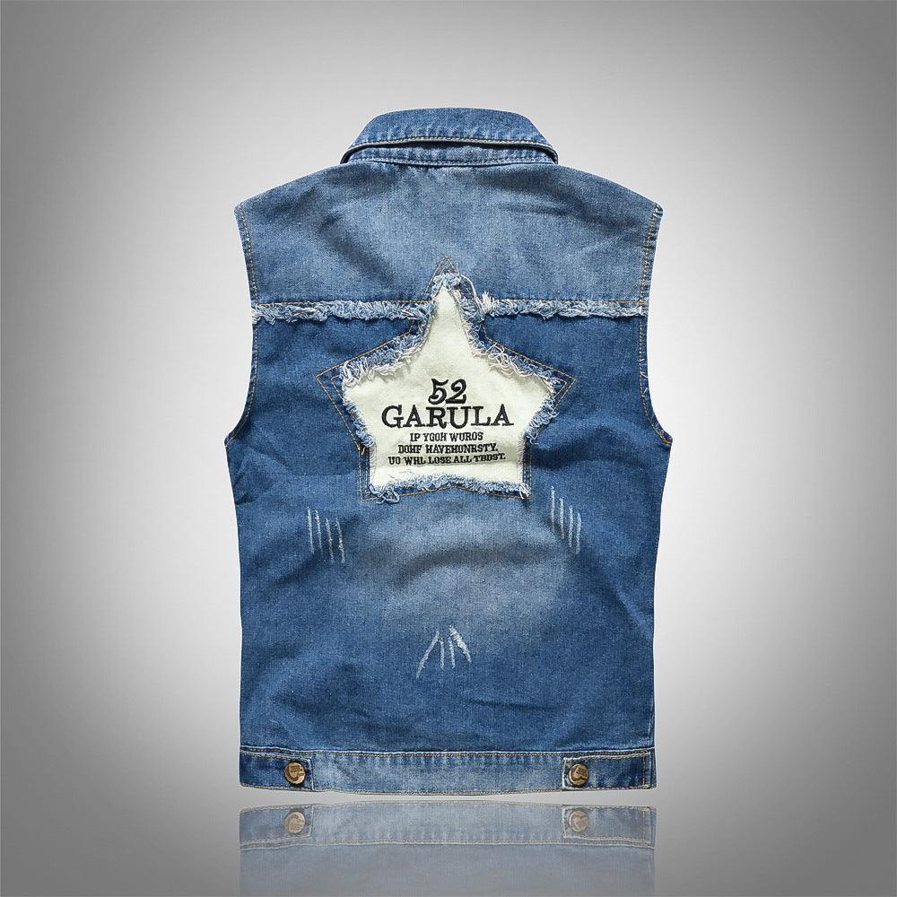 Slim Fit Black Denim Vest Men Sleeveless - melvincucci
