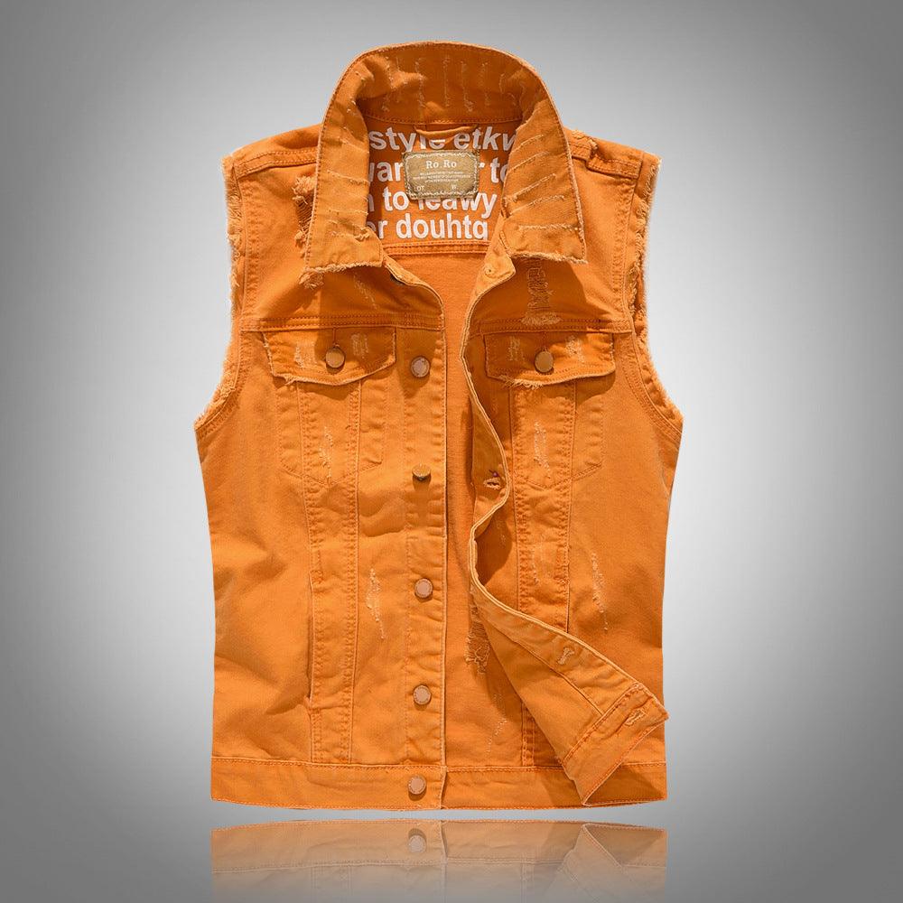Slim Fit Black Denim Vest Men Sleeveless - melvincucci