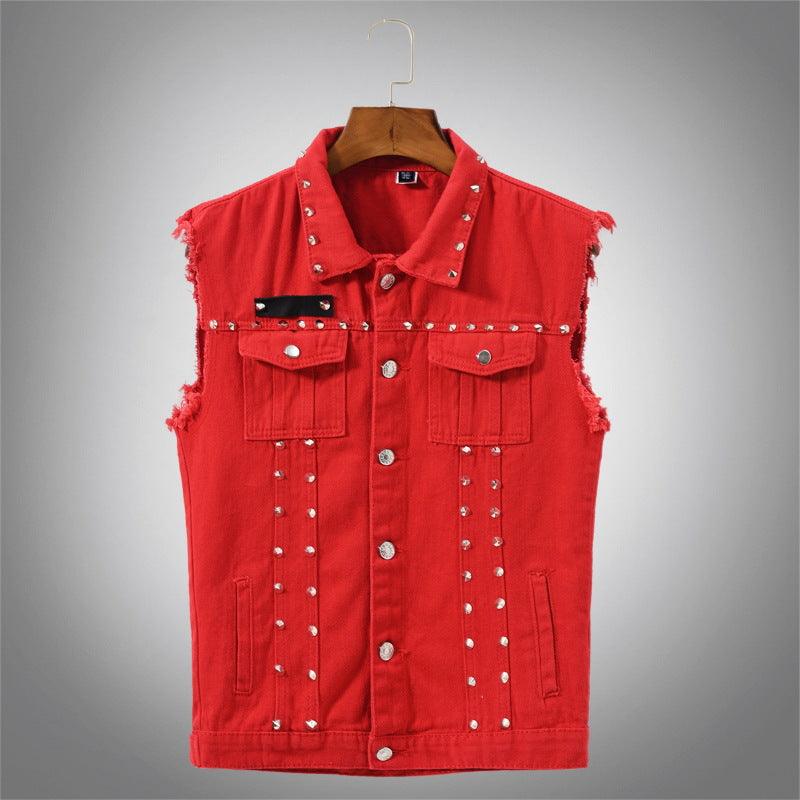 Slim Fit Black Denim Vest Men Sleeveless - melvincucci