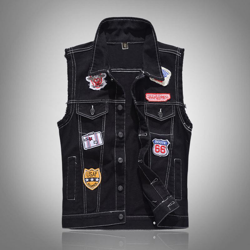 Slim Fit Black Denim Vest Men Sleeveless - melvincucci