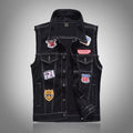Slim Fit Black Denim Vest Men Sleeveless - melvincucci