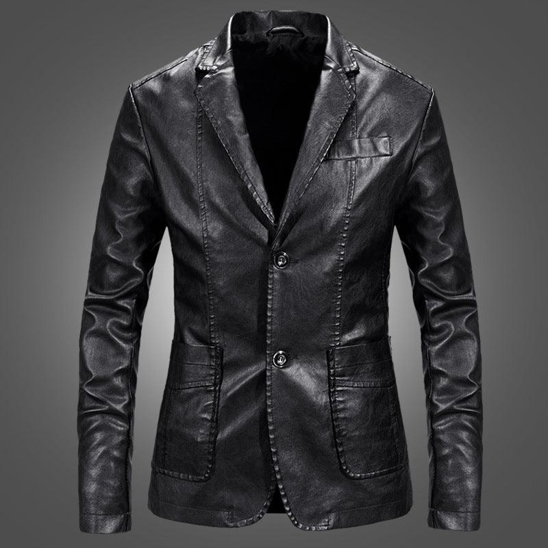 Slim Handsome Spring Leather Jacket Small Suit Men - melvincucci