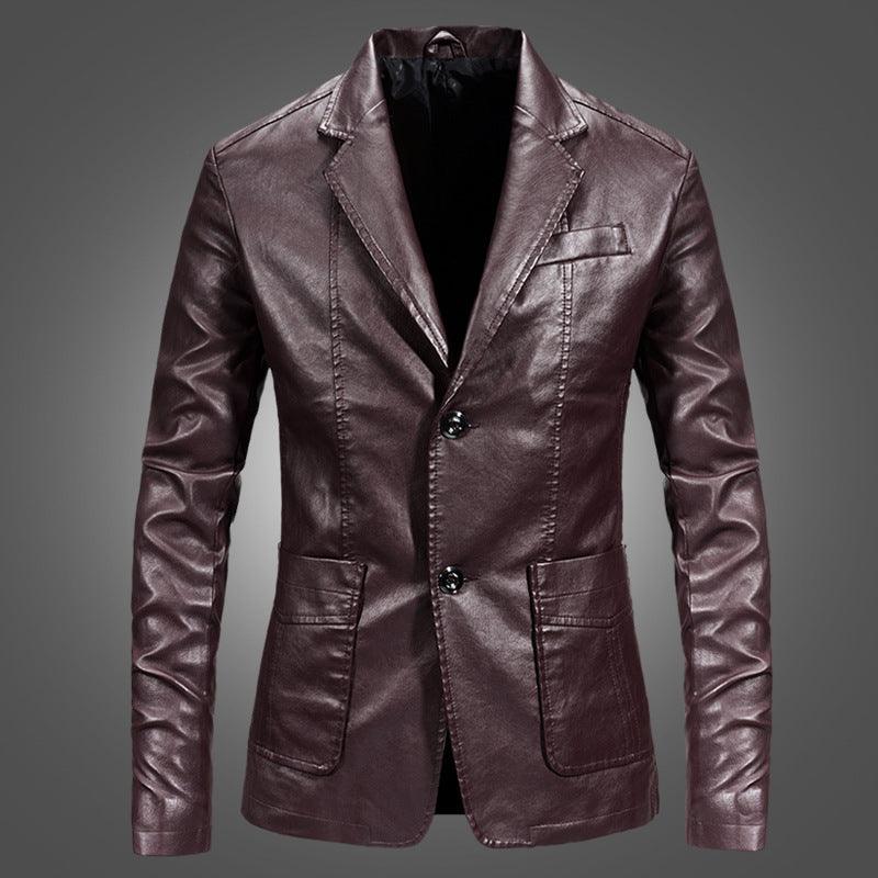Slim Handsome Spring Leather Jacket Small Suit Men - melvincucci