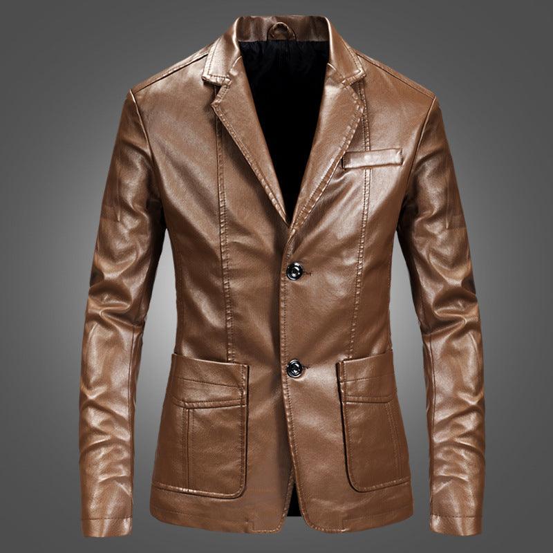 Slim Handsome Spring Leather Jacket Small Suit Men - melvincucci