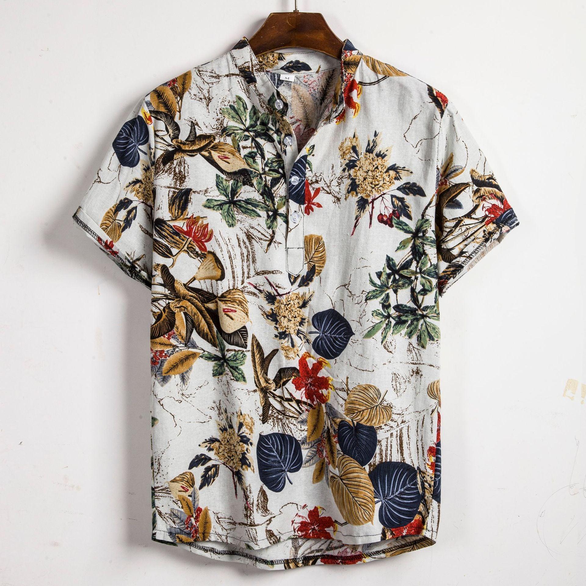 Slim shirt men contrast color printing shirt men - melvincucci