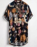 Slim shirt men contrast color printing shirt men - melvincucci