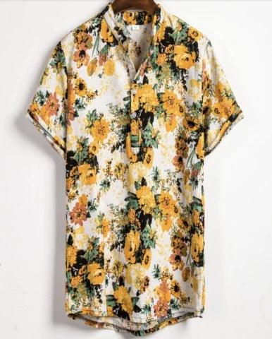Slim shirt men contrast color printing shirt men - melvincucci
