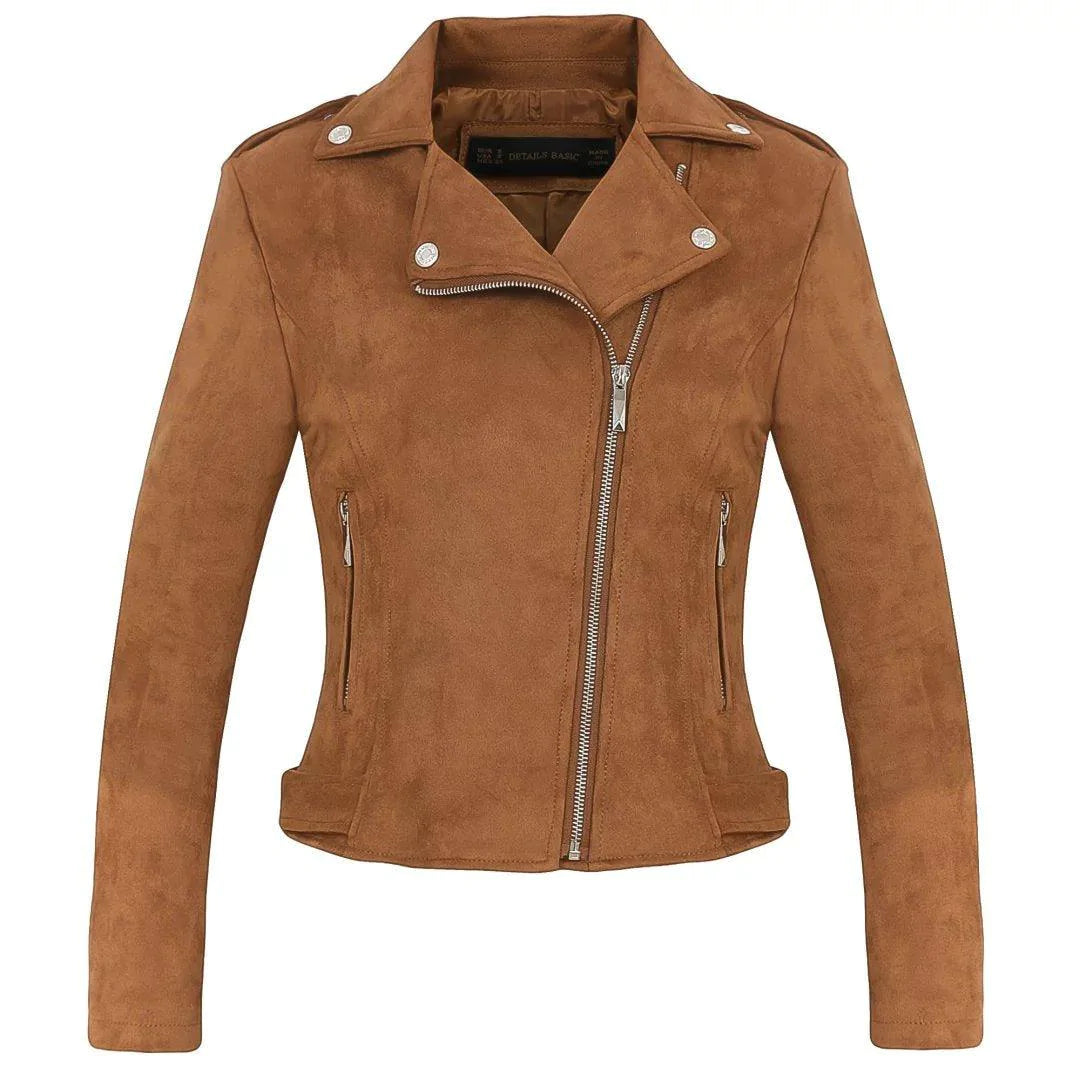 Slim Short Leather Jacket Deerskin Women - melvincucci