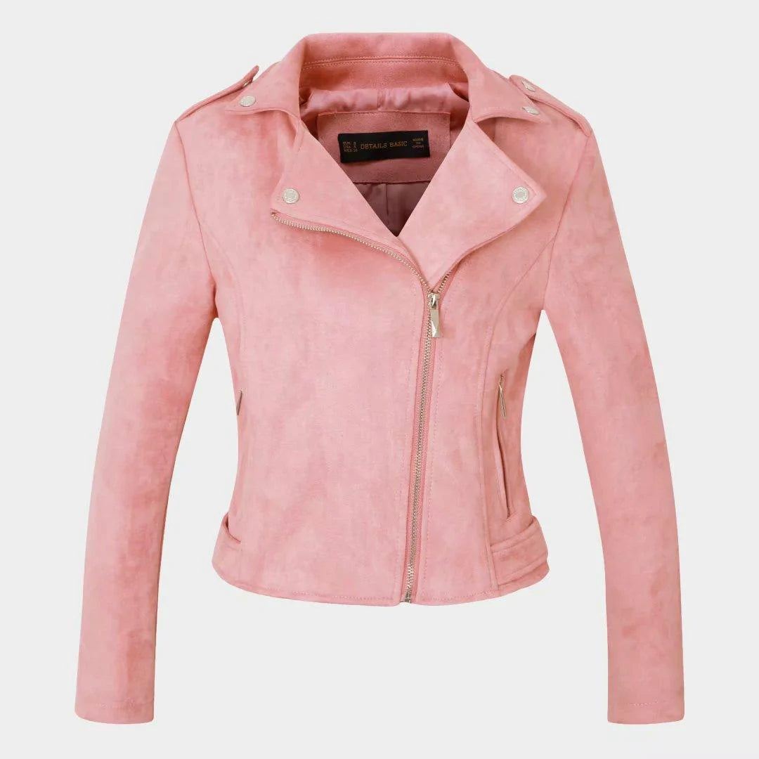 Slim Short Leather Jacket Deerskin Women - melvincucci