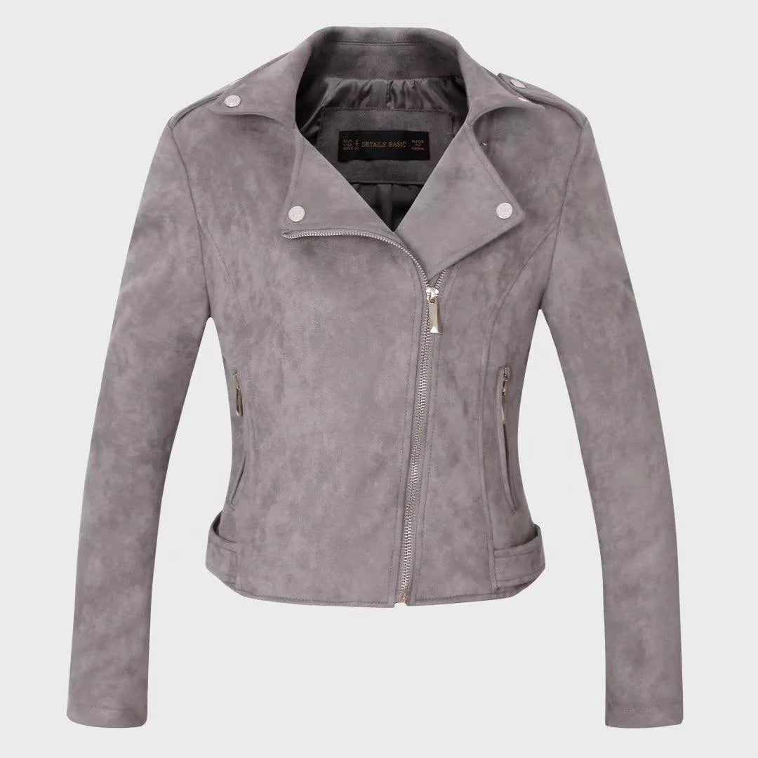 Slim Short Leather Jacket Deerskin Women - melvincucci