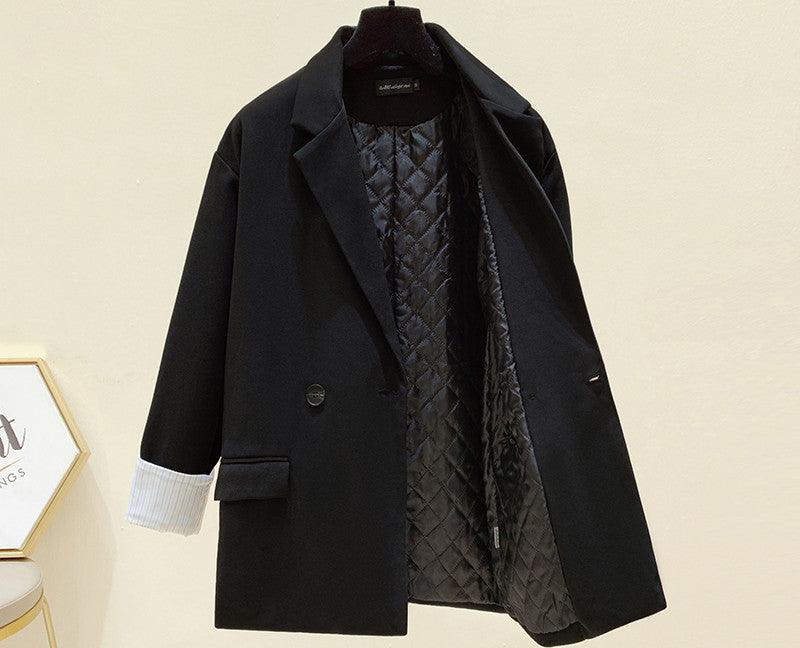 Small Black Suit Jacket Women Padded Small Suit British Style Blouse - melvincucci